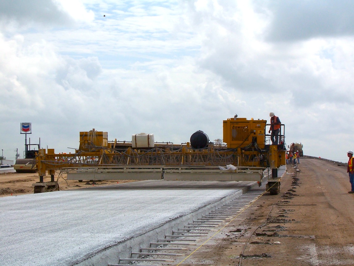 SmartCure being used to determine real-time concrete curing during pavement construction in Houston, Texas
