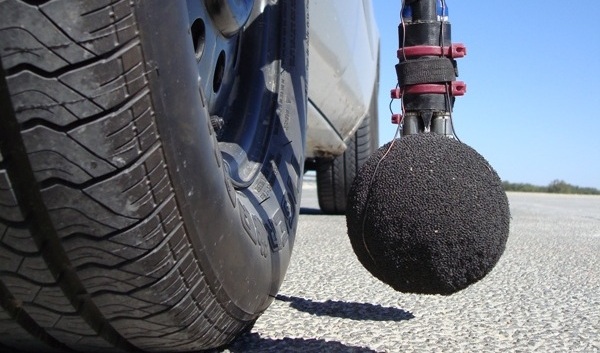 An On-Board Sound Intensity (OBSI) measurement system for measuring road noise.