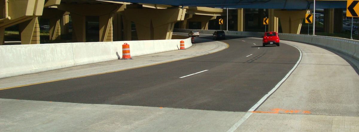 High Friction Surface Treatment applied to the pavement on a ramp in Wisconsin
