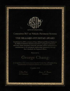 The Transtec Group’s Dr. George Chang Receives ASTM Award for Exemplary Work in Standards Development