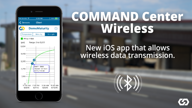 Transmit concrete temperature and maturity data wirelessly to an iOS app for iPhone, iPod, and iPad.