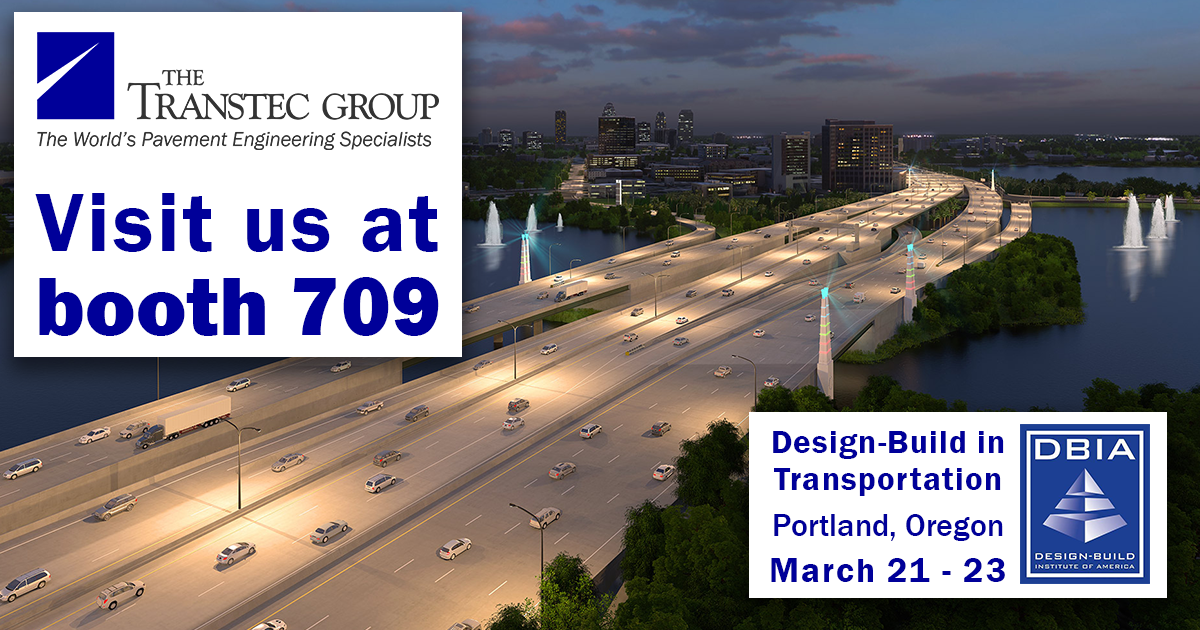 The Transtec Group will be exhibiting at DBIA’s 2018 Design-Build in Transportation conference from March 21-23, booth 709.