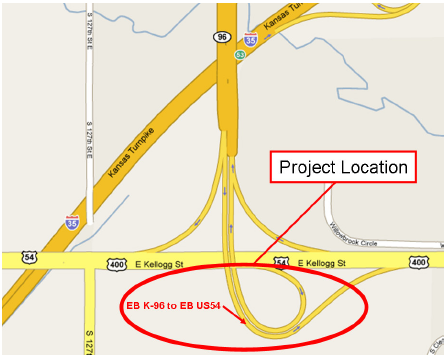 Eastbound K96 to Eastbound US 54 Ramp Site Location (Wichita)
